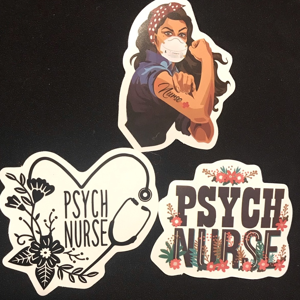 Psych nurse water/computer stickers